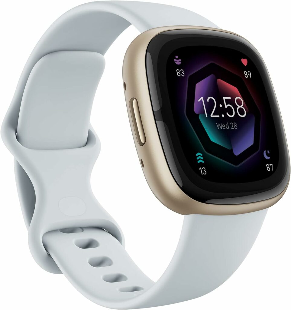 Fitbit Sense 2 Blue Mist Band Soft Gold Aluminium Case
