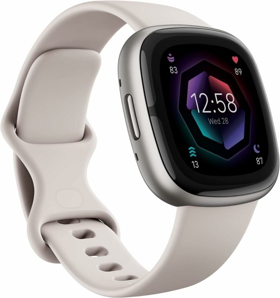 Fitbit Sense 2 Lunar White Band Platinum Aluminium Case