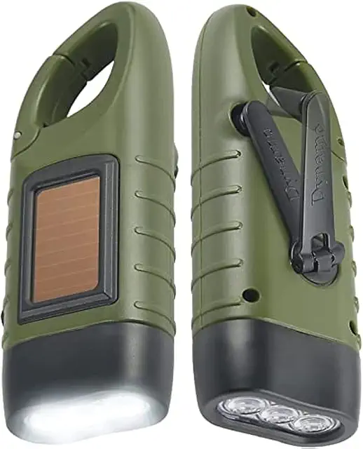Simpeak 2-Pack Hand Crank Solar Powered Flashlight