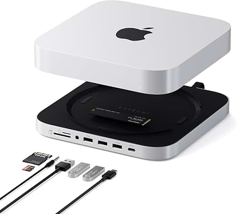 SATECHI Mac Mini Hub Stand with SSD Enclosure for NVME SATA M2