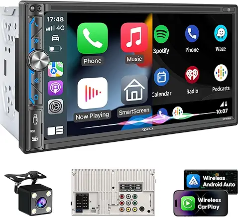 PLZ 7-inch Wireless Double Din Car Stereo Apple Carplay