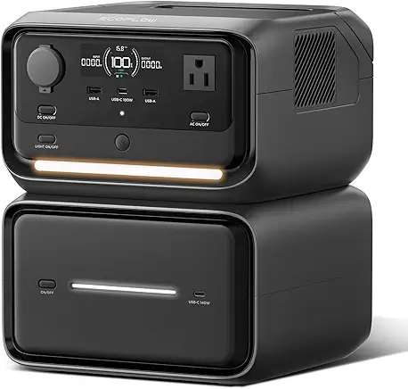 EF ECOFLOW Portable Power Station RIVER 3 Plus with EB600 Extra Battery, Expand Capacity from 286Wh to 858Wh 3 Up to 1200W AC Outlets