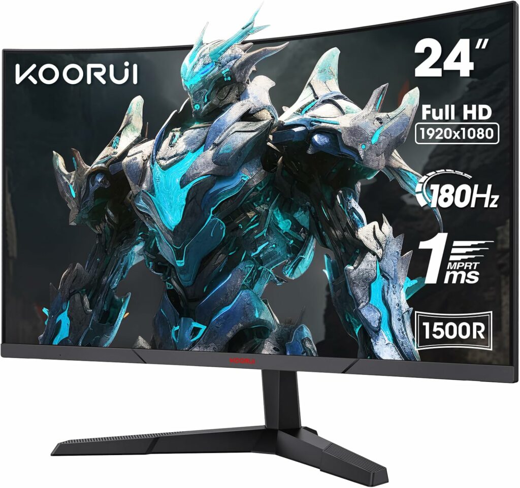 KOORUI 24E6CA 24 Inch Curved Gaming Monitor 180Hz 1ms FHD