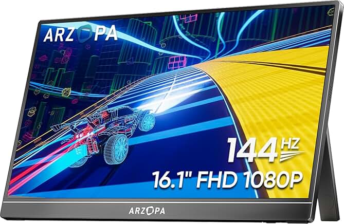 ARZOPA 16.1'' 144Hz Portable Gaming Monitor, 106% sRGB 1080P FHD