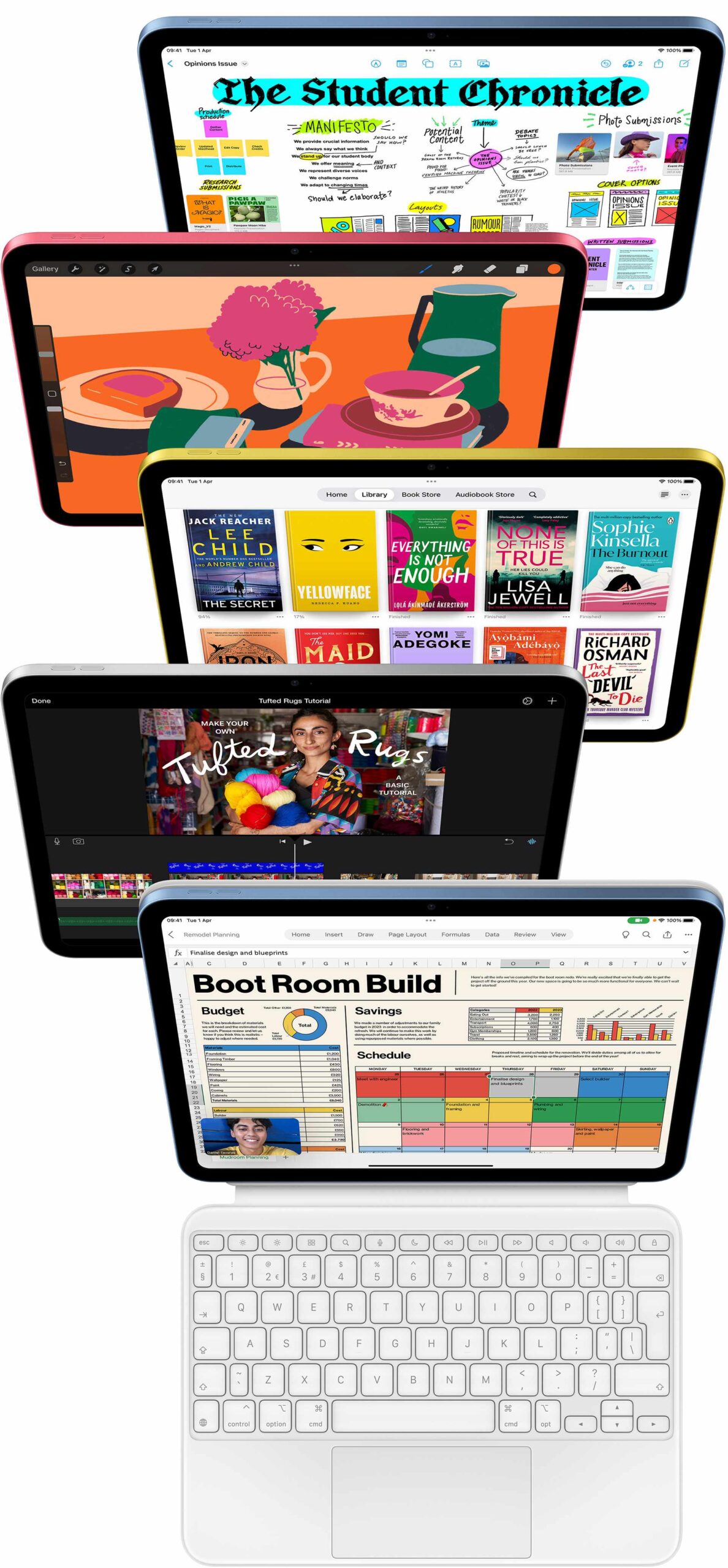 iPad 11 and keyboard for apps and media